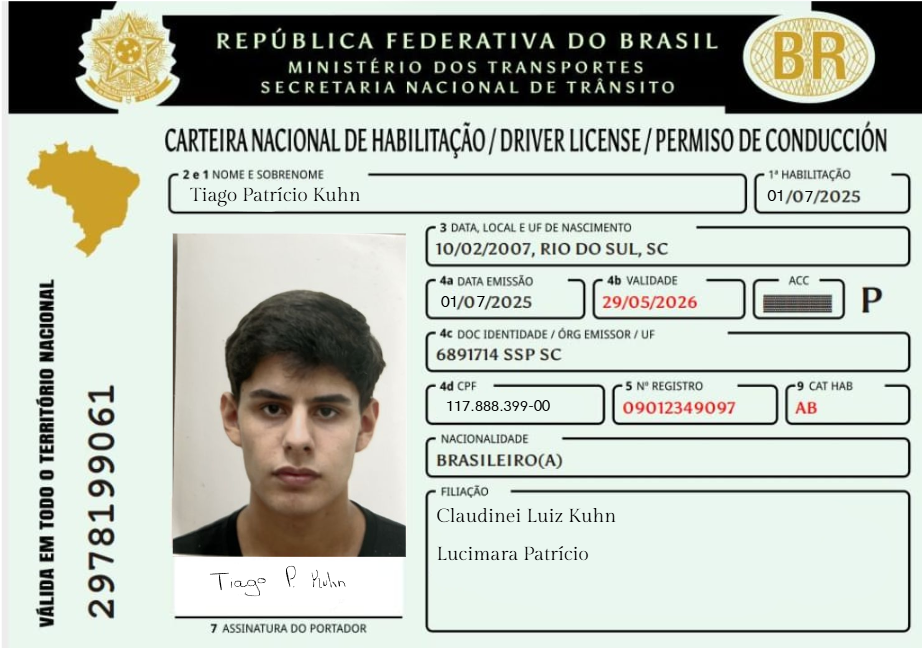 Frente da CNH